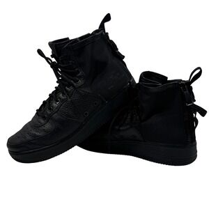 Nike SF Air‎ Force 1 Mid Men's Sneakers Triple Black Leather Size 10
